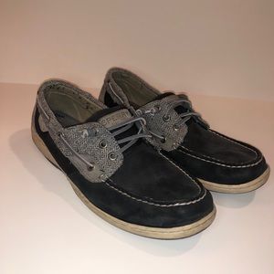 Women’s Sperry Black & Grey Songfish Boat Shoe s10